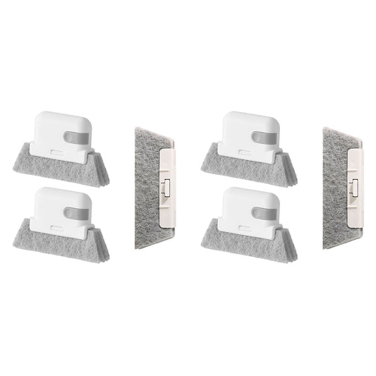 2Pcs Handheld Window Groove Door Rail Crevice Cleaning Brush with Replacement Cloth