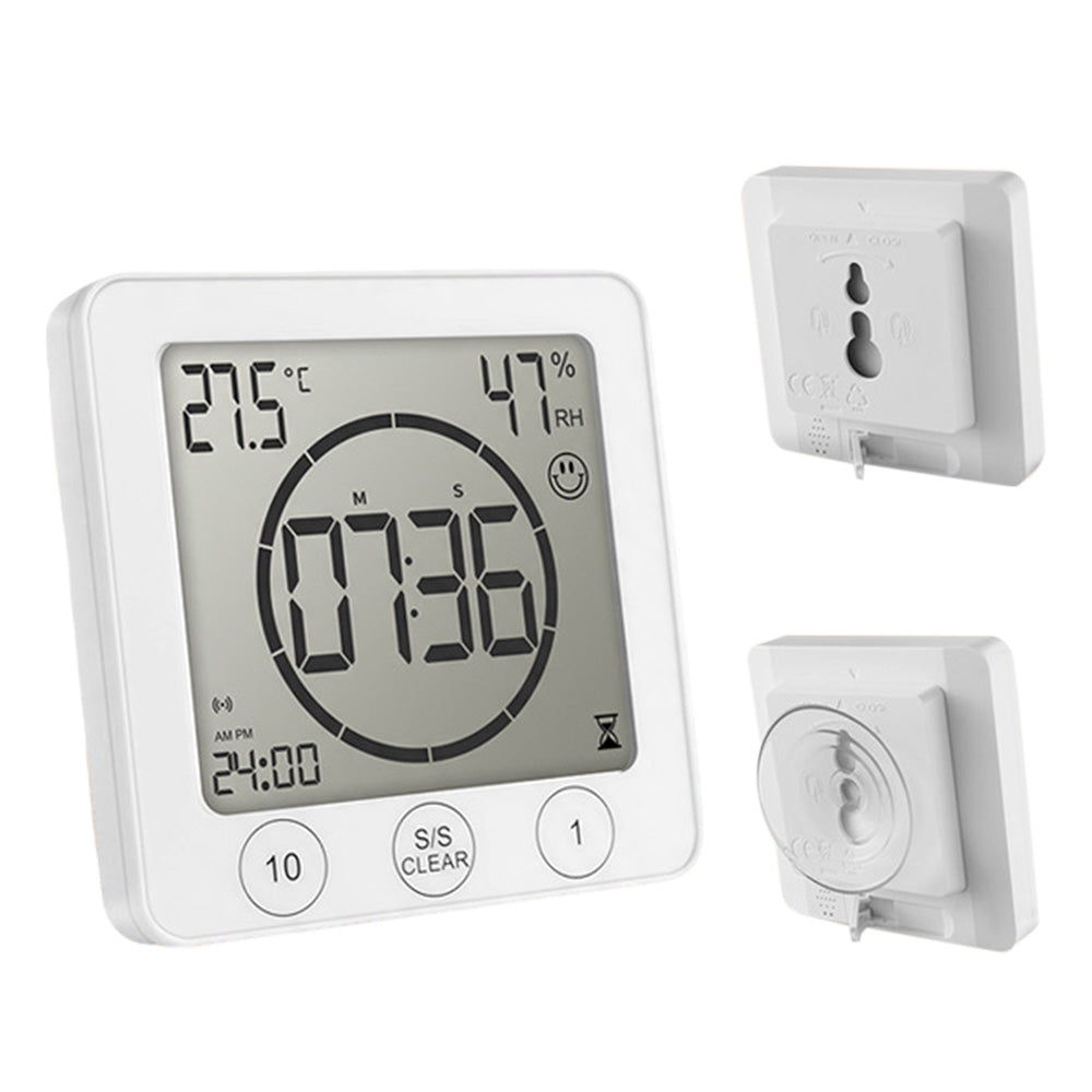 Digital Shower Clock Hygrometer Indoor Thermometer with Timer for Bathroom Kitchen