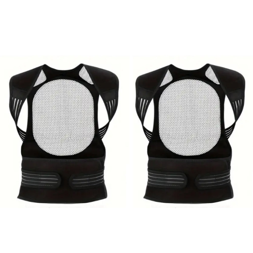 2Pcs Magnetic Self-Heating Lower Back Support Brace for Therapy Pain Relief