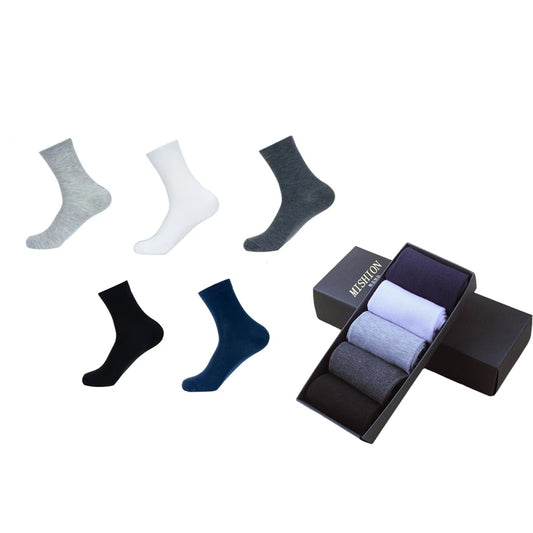 5 Pairs Mens Mid-Calf Socks Boxed Set