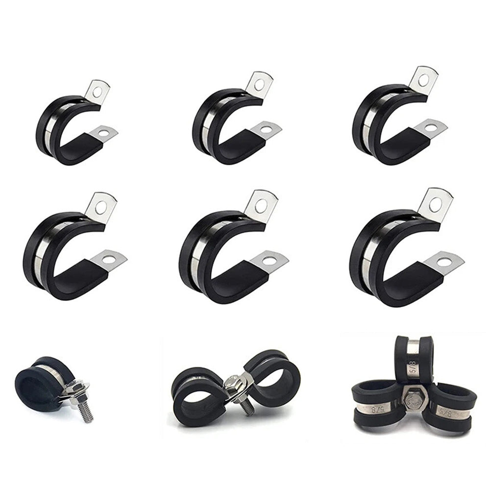 52 PCS Rubber Lined P Clips with Storage Case Stainless Steel Cable Clamps in 6 Sizes