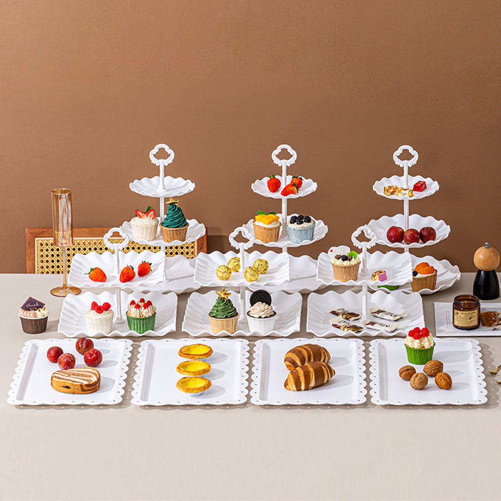 Cake Stand Set with 6 Tiered Cupcake Stands 4 Square Trays for Party Wedding Dessert