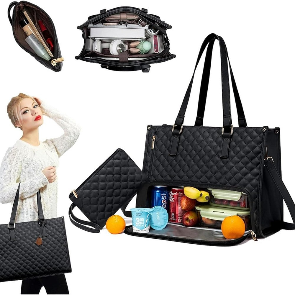 2-in-1 Tote Travel Bag and Wallet with Insulated Lunch Compartment