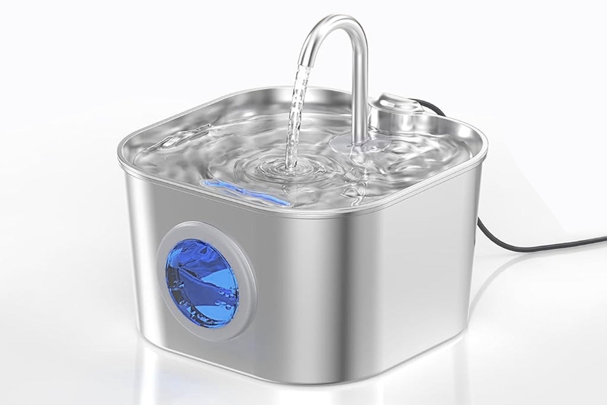 Automatic Pet Water Fountain USB 2.2L Stainless Steel for Cats and Small Animals