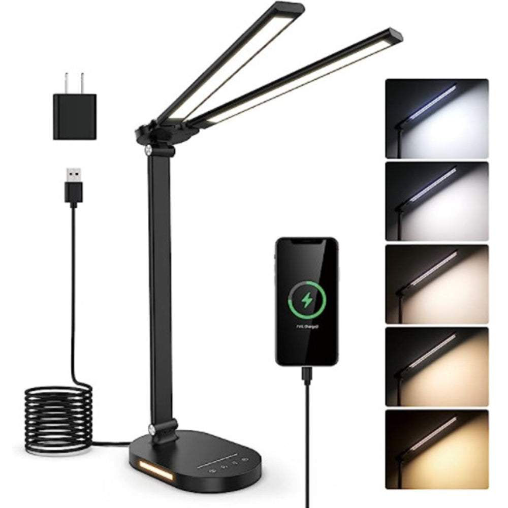 LED Eye-Caring Foldable Touch Control Reading Lamp with USB Ports