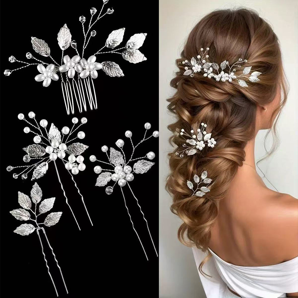4Pcs Alloy Bride Hair Combs Handmade Headpiece Wedding Hair Accessories