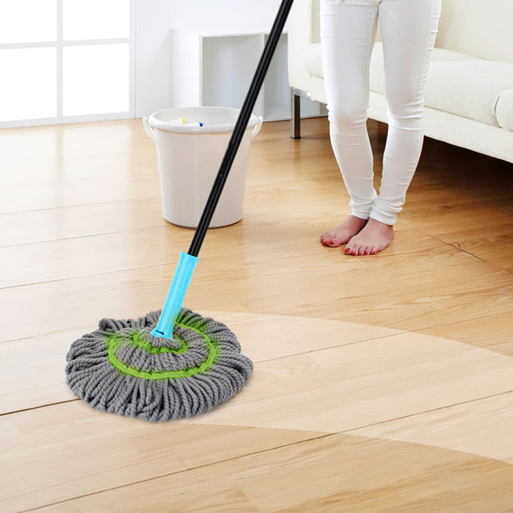 2Pcs Detachable Pole Fibre Self Wringing Mop with a Replacement Head
