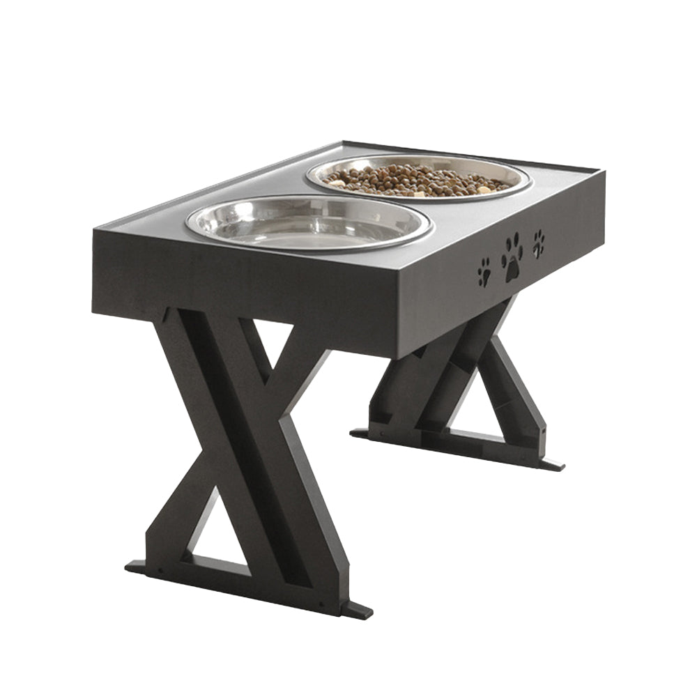 Elevated Pet Feeder Food Water with Double Bowl Adjustable Height Raised Stand