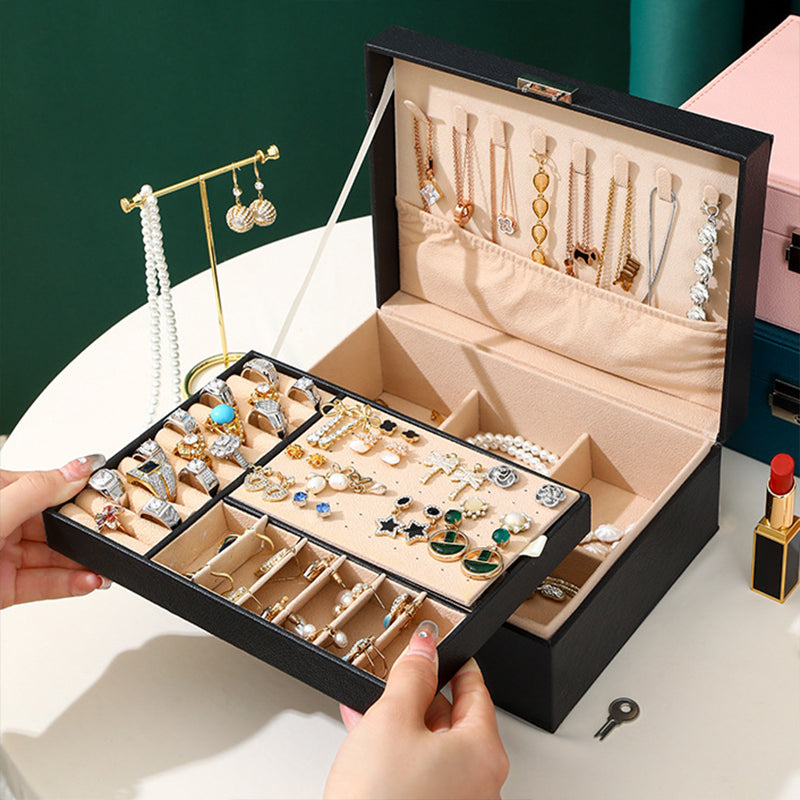 Mini Portable Double Layer Travel Jewelry Organizer Box
