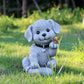 Solar Dog Outdoor Statues for Garden Outside Decor with Butterfly for Yard Art Lawn Ornaments