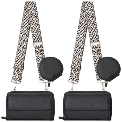 2Pcs PU Leather Wide Strap Crossbody Bag with Coin Pouch for Women