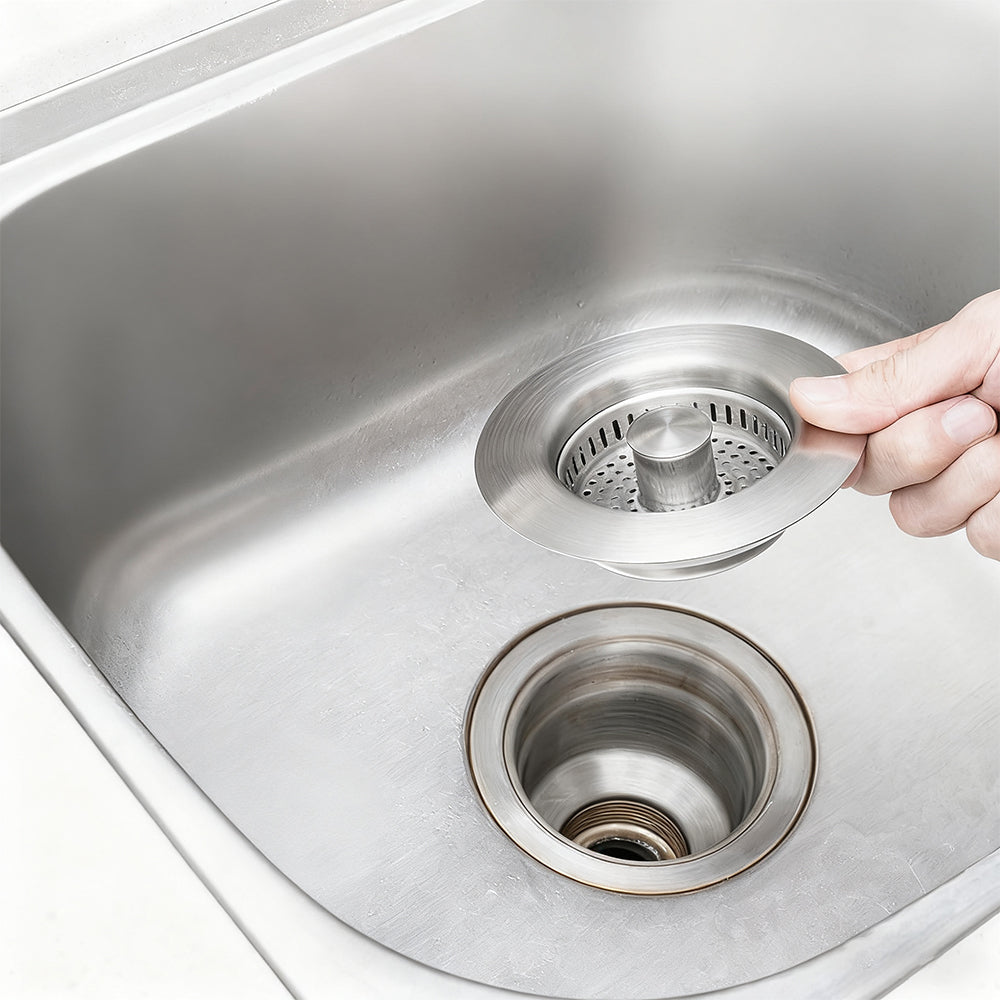 2Pcs Stainless Steel Pop Up Sink Strainer Kitchen Bathroom Waste Plug Filter Drain Stopper