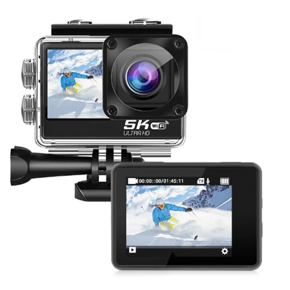 5K 6K 8K 30FPS Action Camera with Waterproof Case Dual Screens and EIS Stabilization