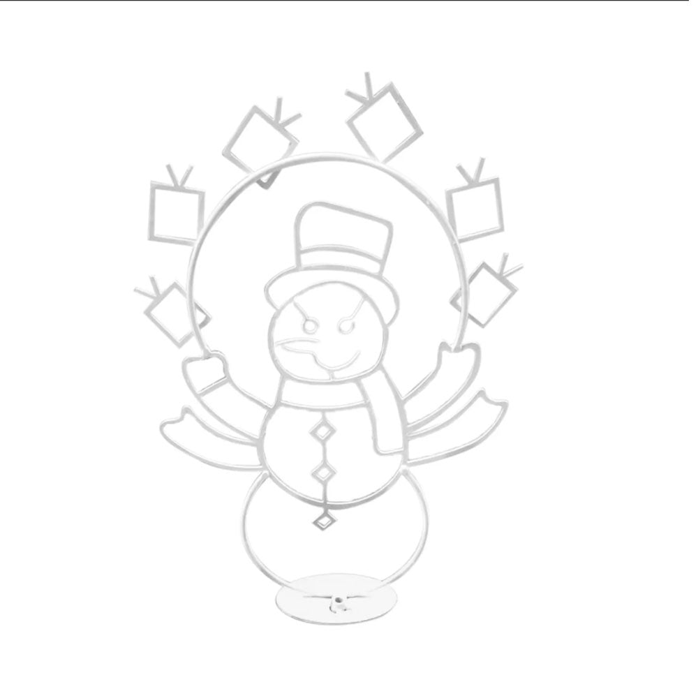 Stainless Steel Lighted Christmas Snowman Decoration With LED Light Strings Christmas Decorative Signage Light-Snowman