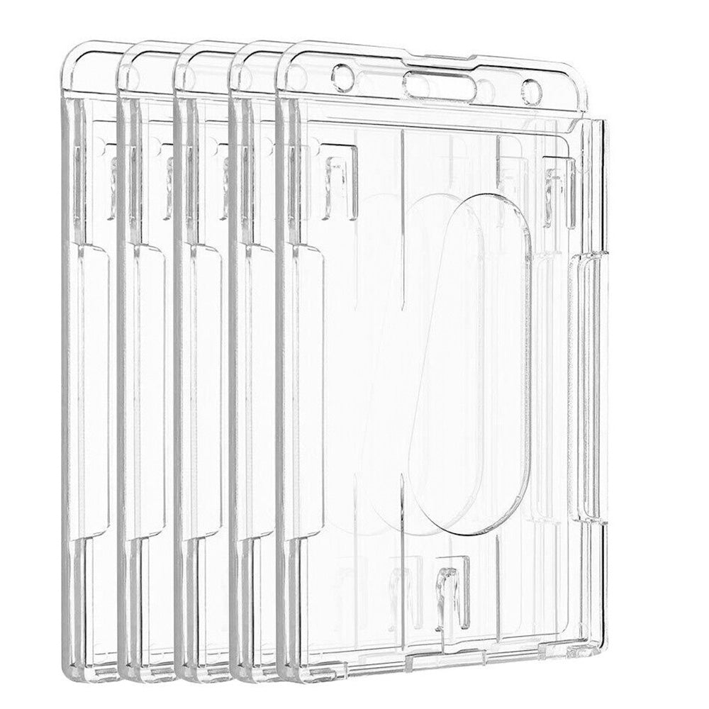 5 Pcs Clear PC Double Slot ID Card Holder