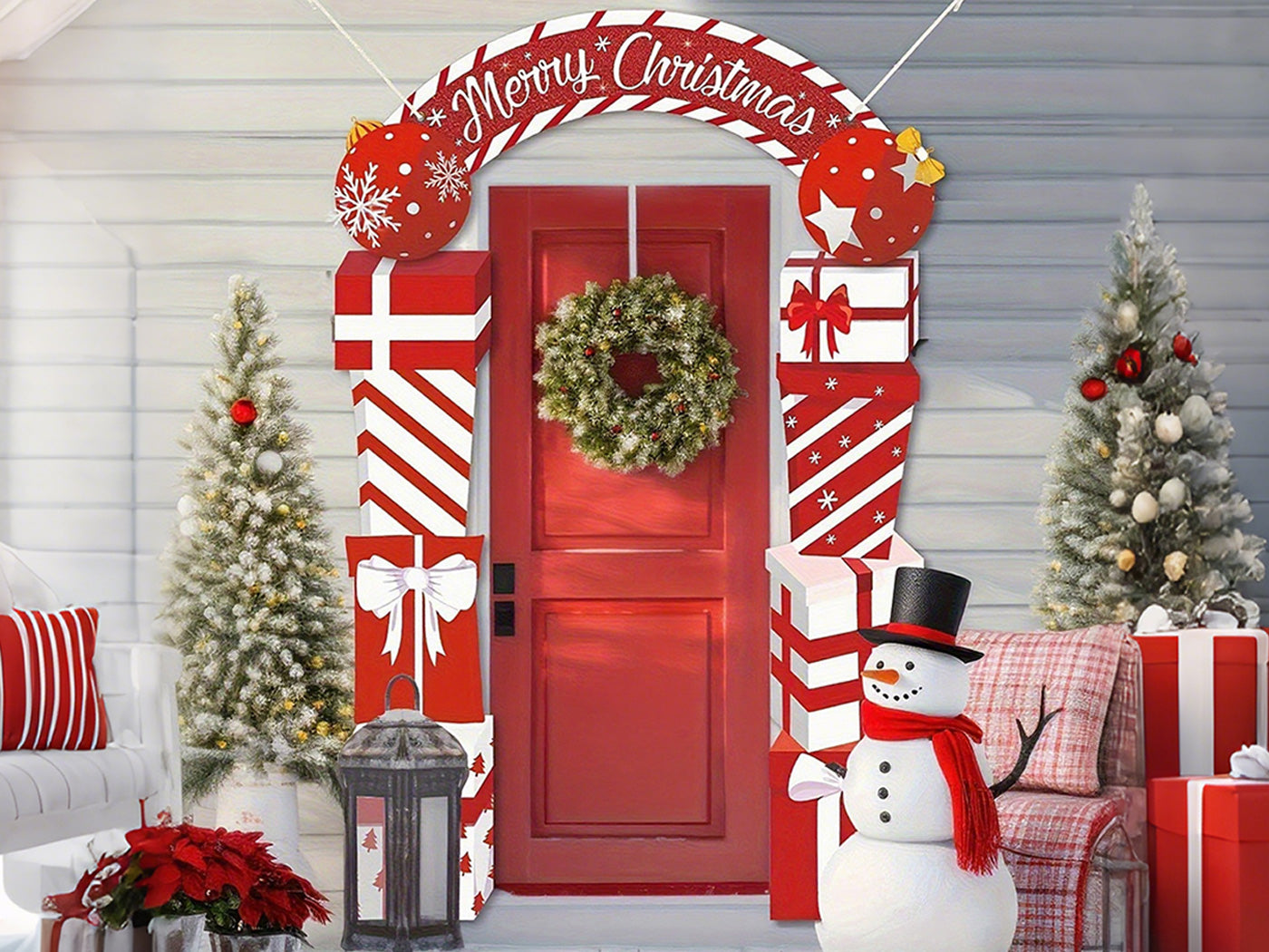 Christmas Decorations Merry Christmas Hanging Banner Porch Sign Xmas Banner Christmas Door Cover