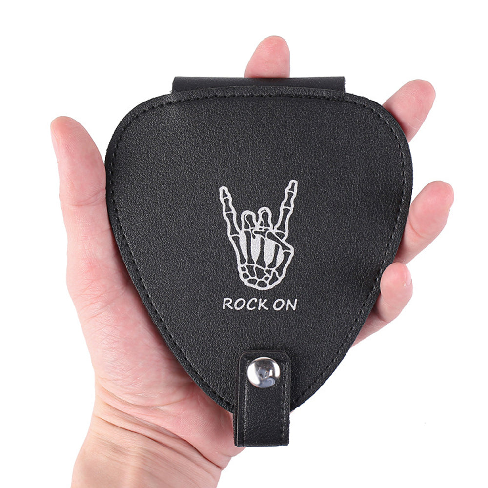 Guitar Picks Holder Case with 22 Picks PU Leather Guitar Plectrums Storage Pouch
