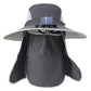 Wide Brim Solar Cooling Fan Hat Outdoor Breathable Mesh Face Cover Neck Shade