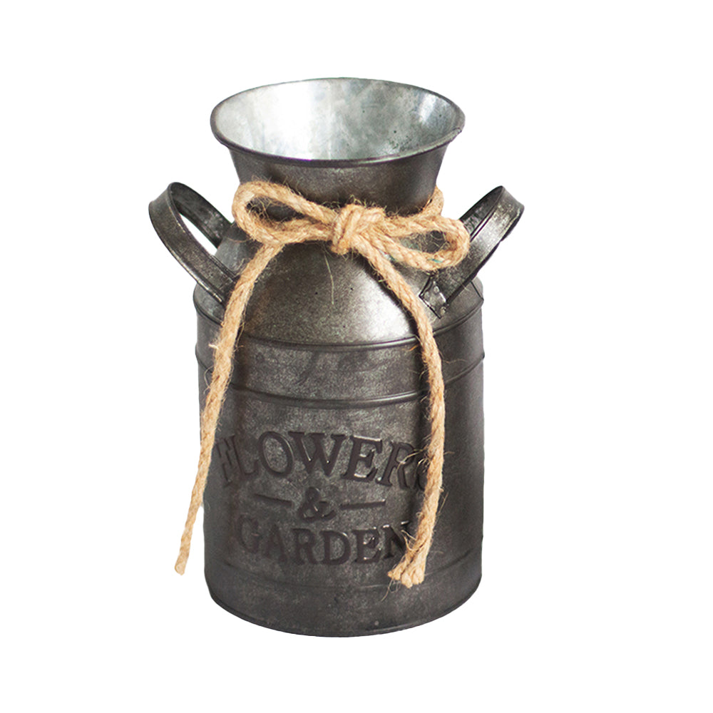 Vintage Metal Bucket Iron Decorative Flower Vase with Words