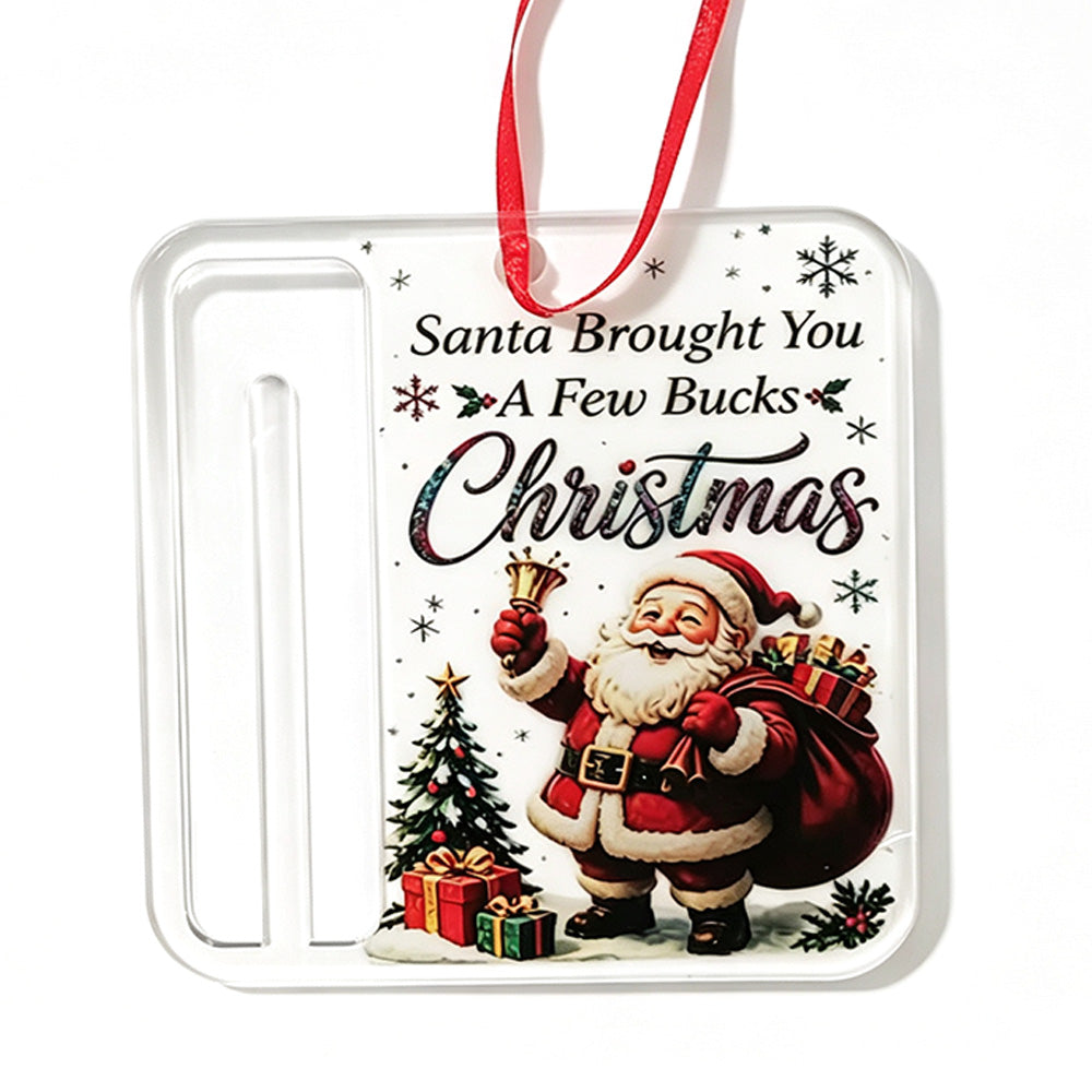 4 Piece Christmas Cash Gift Holder Ornaments with Ribbons for Decorating