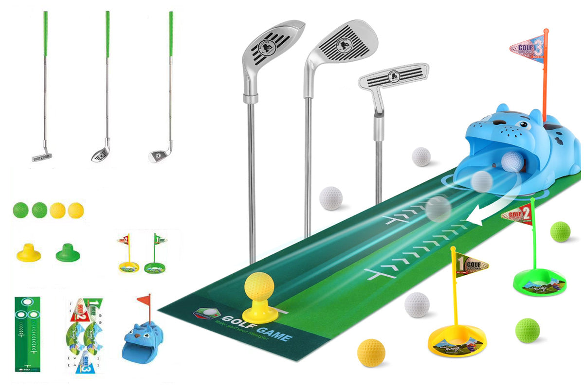 Kids Golf Set Indoor Outdoor Automatic Ball Return Golf Game for Family