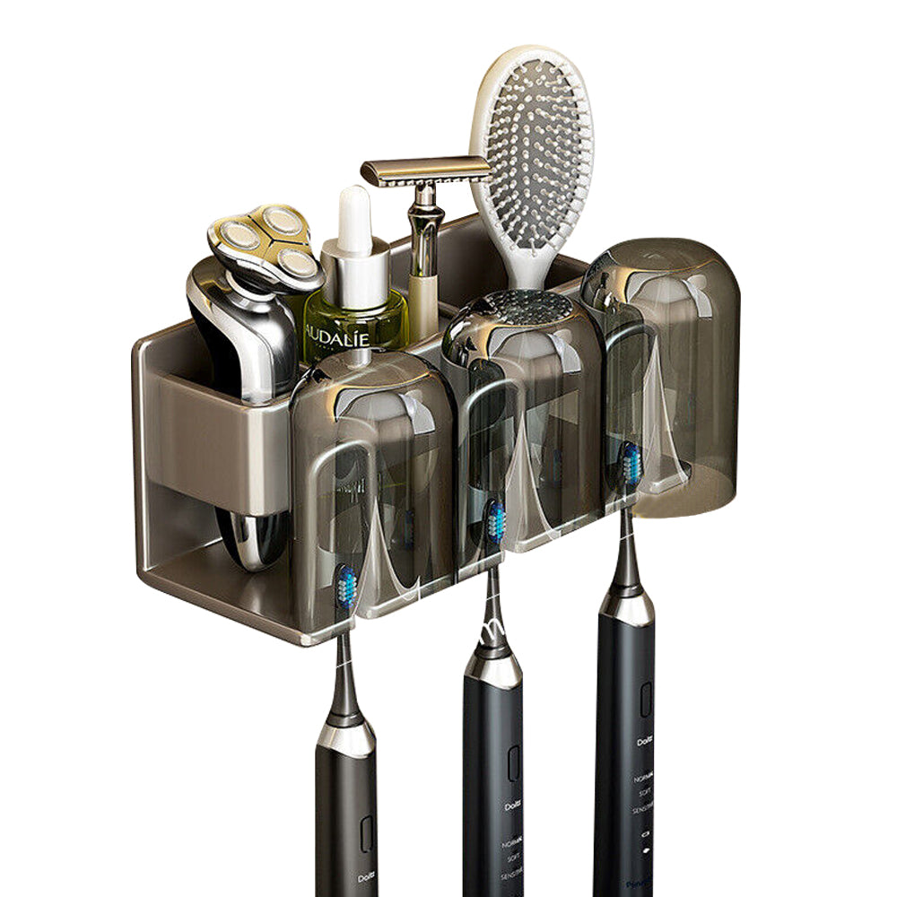 Space Metal Toothbrush Holder Wall Mounted Toothpaste Bathroom Rack with Cups