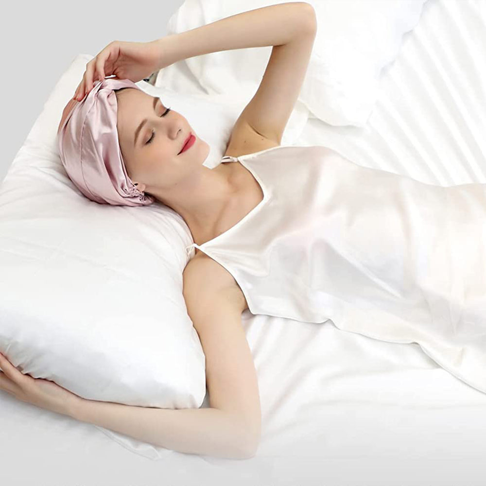 100% Silk Bonnet Sleep Cap for Women Hair Care Adjustable Knotted Turban Hat