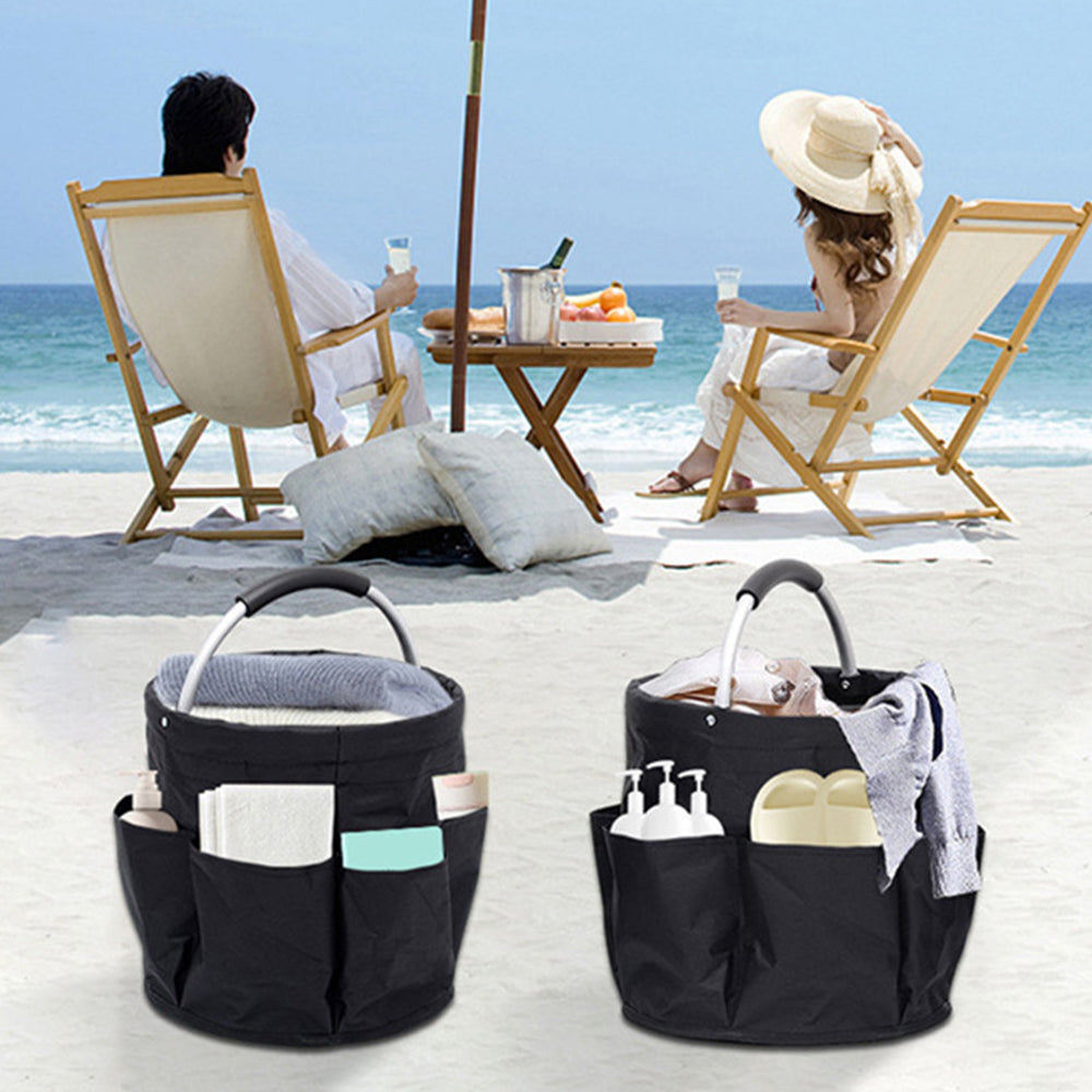 28 x 28cm Cleaning Caddy with Handle 6 Pockets Collapsible Bucket