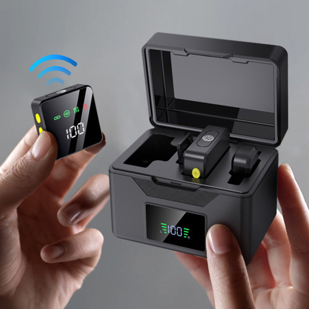 Wireless Lavalier Microphone with Charging Case Noise Cancelling for iPhone Android