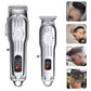 2Pcs LCD Display Cordless Hair Trimmers Set for Men