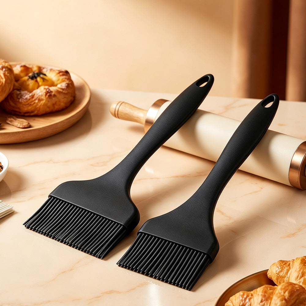 2 Pack Large and Small Silicone Basting Brushes for BBQ Baking and Oil