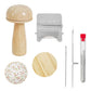 Mini Wood Composite Knitting Loom Darning Mushroom and 50 Color Thread Kit