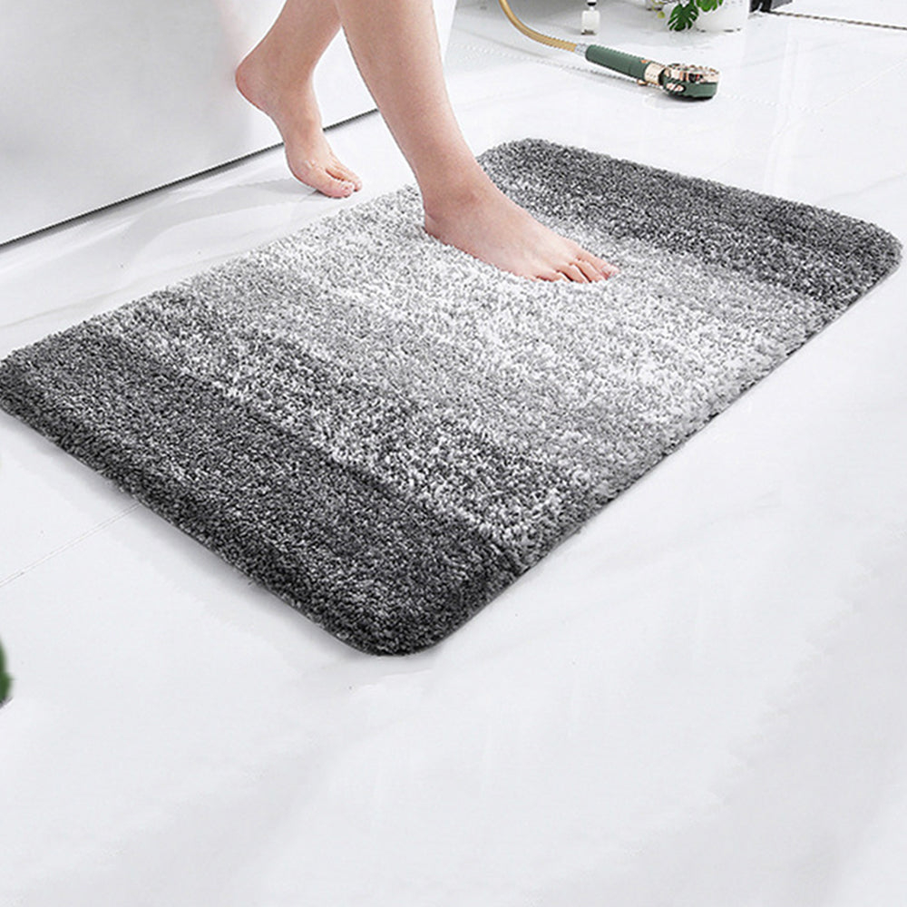 Gradient Stripe Microfiber Bath Mat Absorbent Quick Dry Bathroom Rug with Rubber Backing Machine Washable