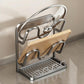 Kitchen Pot Lid Storage Rack Carbon Steel Holder with Drip Tray Organizer