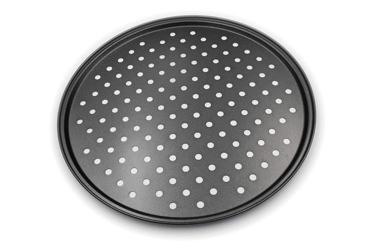 Pizza Pan Non Stick Crisper Tray Carbon Steel Round Oven Bakeware with Holes 24-32cm