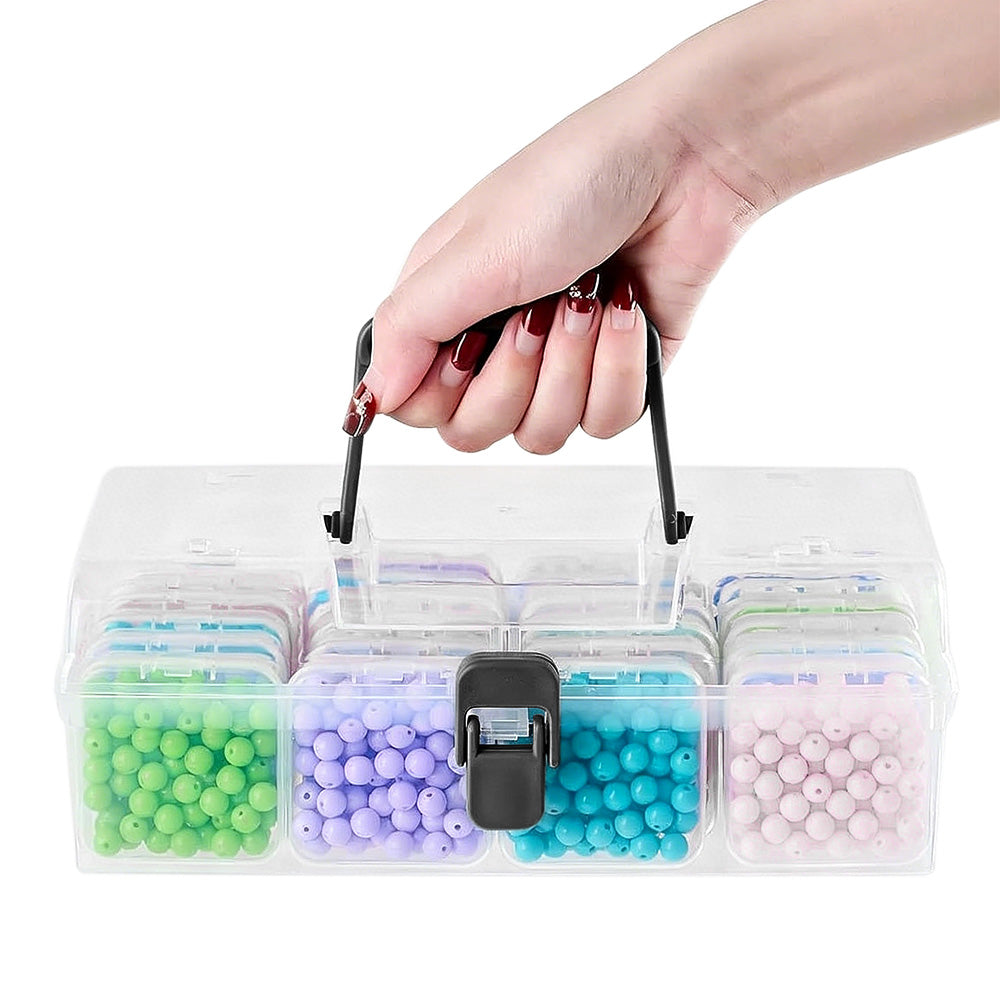 Clear Beads Storage Box 24-Grid Small Container Set for Jewelry Craft Organizer
