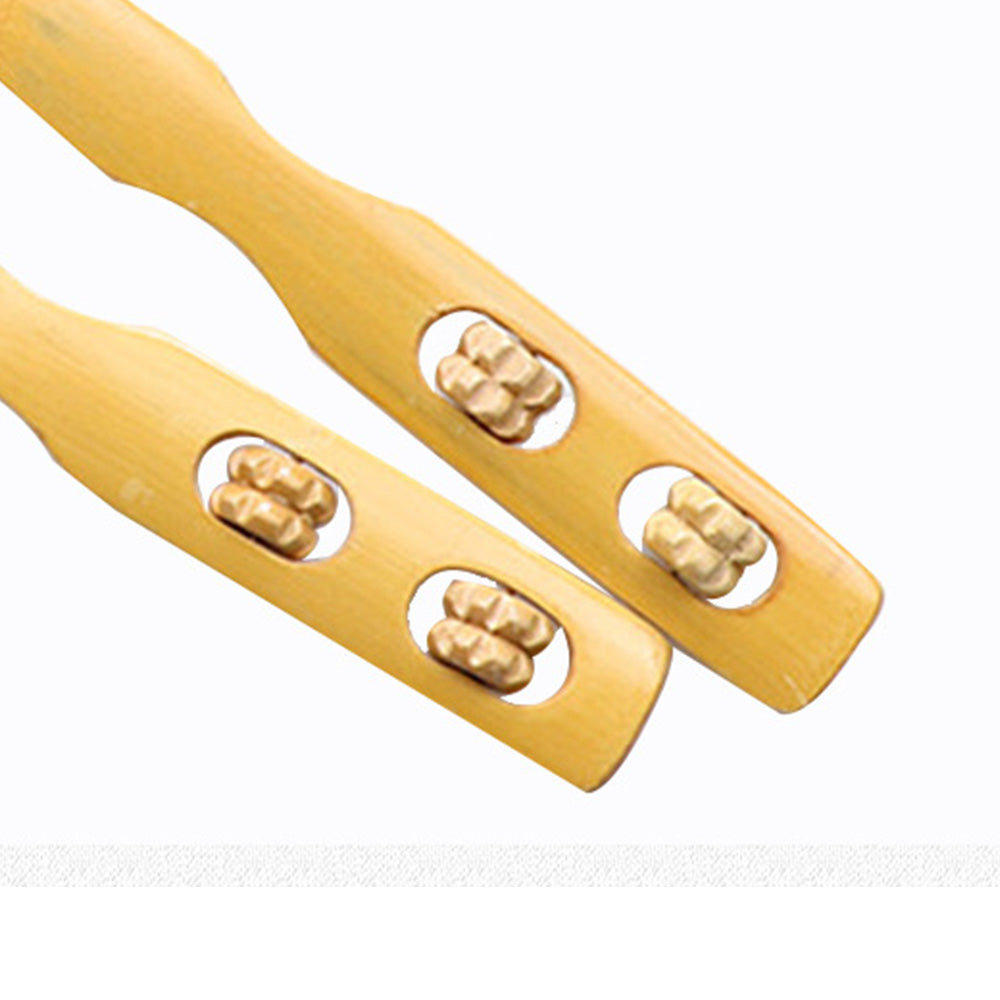 5 Pack Bamboo Back Scratcher - Dual Roller Massage Itch Reliever