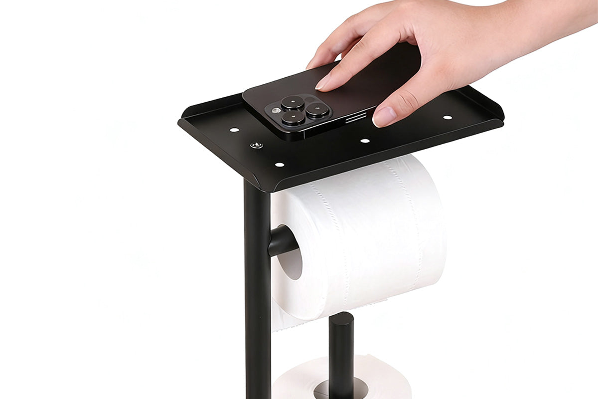 Free Standing Toilet Paper Holder With Shelf Bathroom Organizer Anti Slip Base