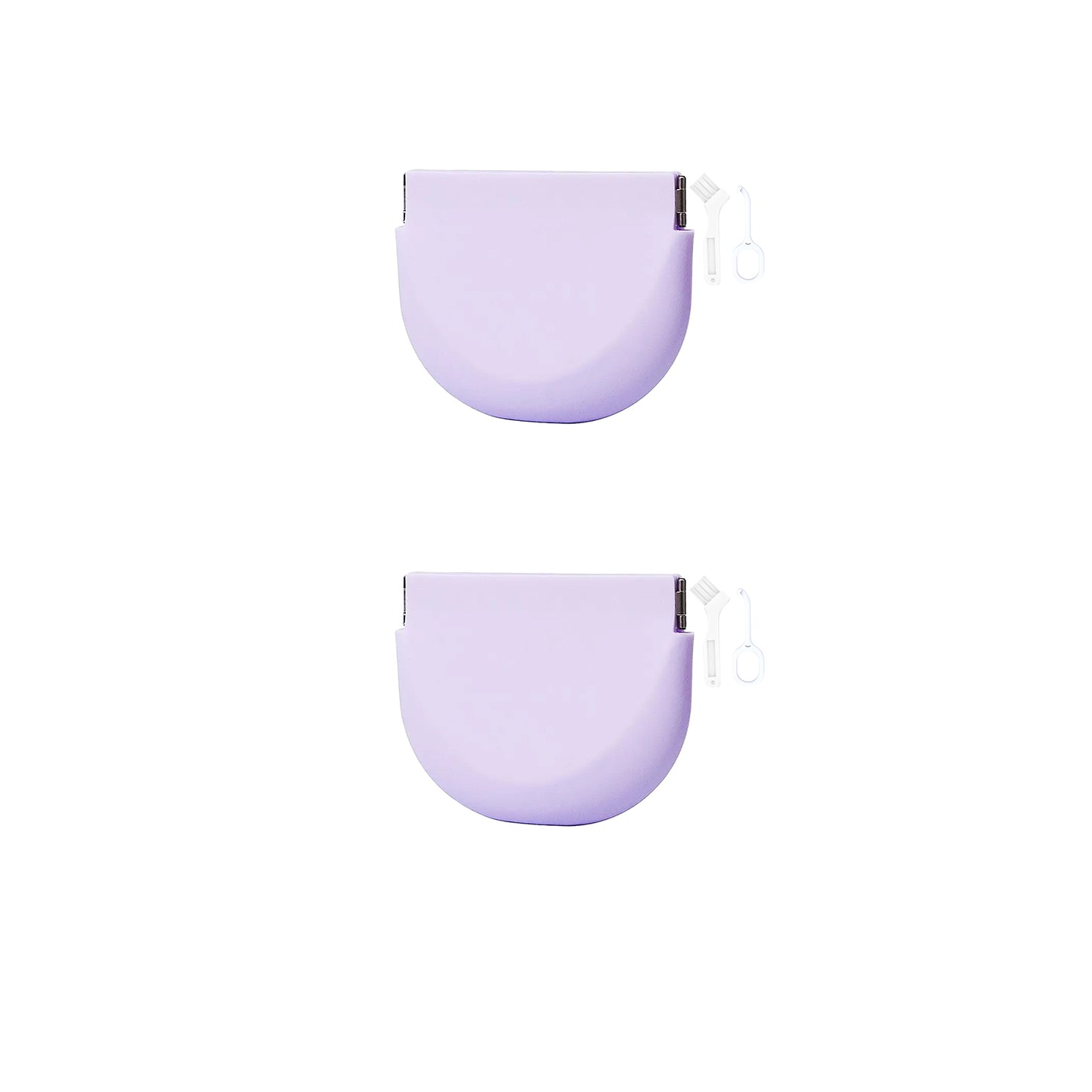 2Pcs 2 in 1 Portable Silicone Denture Retainer Storage Case