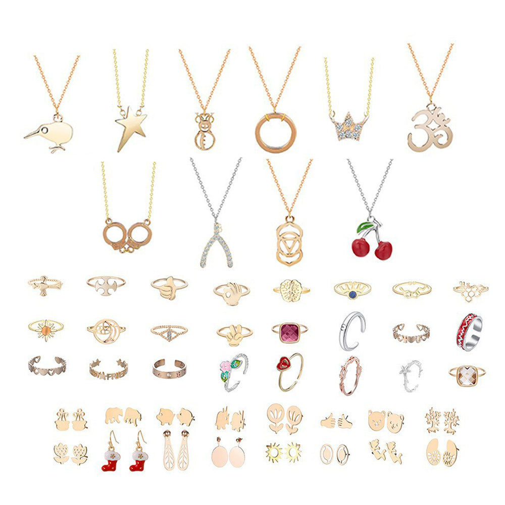 Christmas Jewelry Advent Calendar Set Earrings Rings Necklaces Keychains