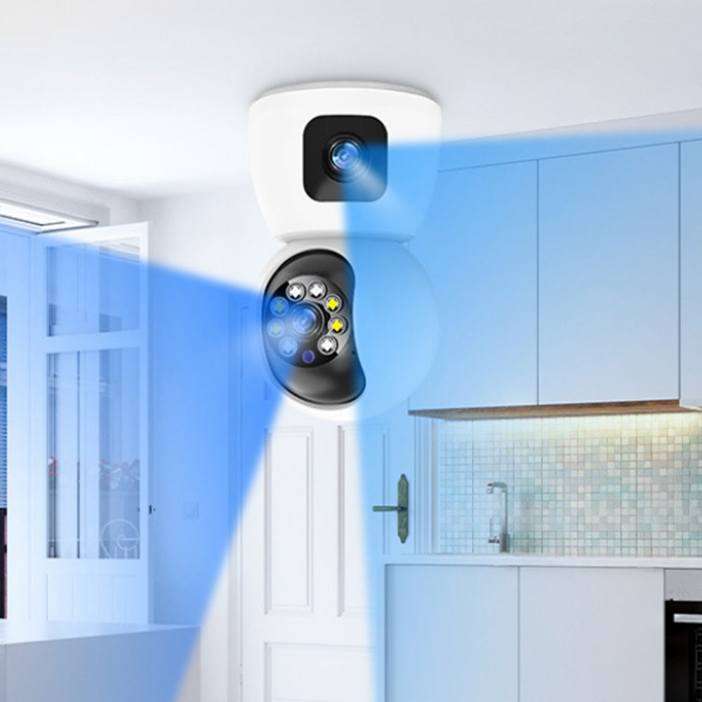 Dual Lens Smart Security Camera 2.4GHz WiFi HD Camera with Color Night Vision