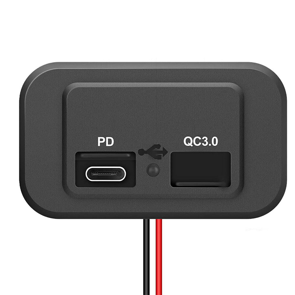 12V 24V PD 18W QC30 Dual Port Flush Mount Vehicle USB Charger