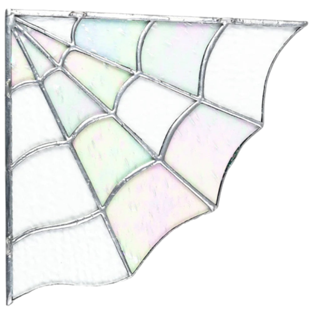 2Pcs Spiderweb Door Topper Door Frame Ornament Spider Web Stained Faux Glass Window Wall Hanging