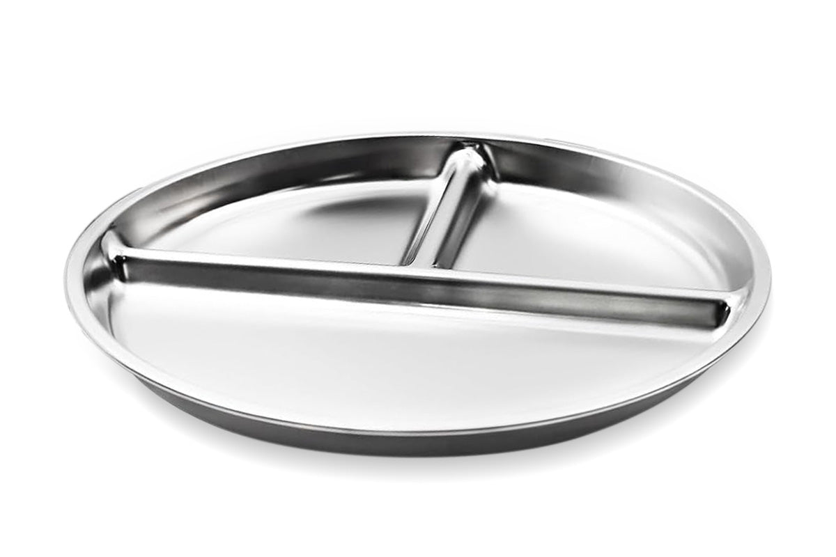 Stainless Steel Portion Control Divided Plate Balanced Lunch Meal Tray