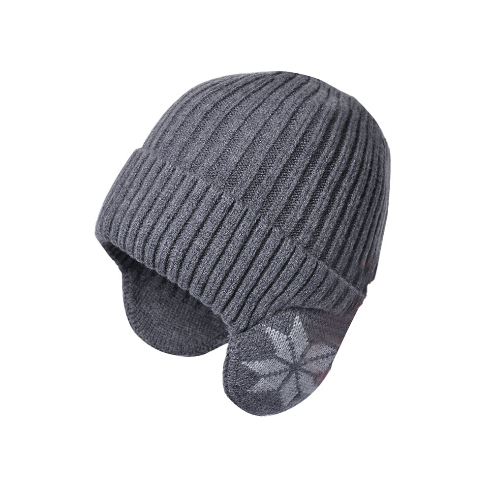 2-in-1 Warm Knitted Ear Flap Beanie Knitted Hat