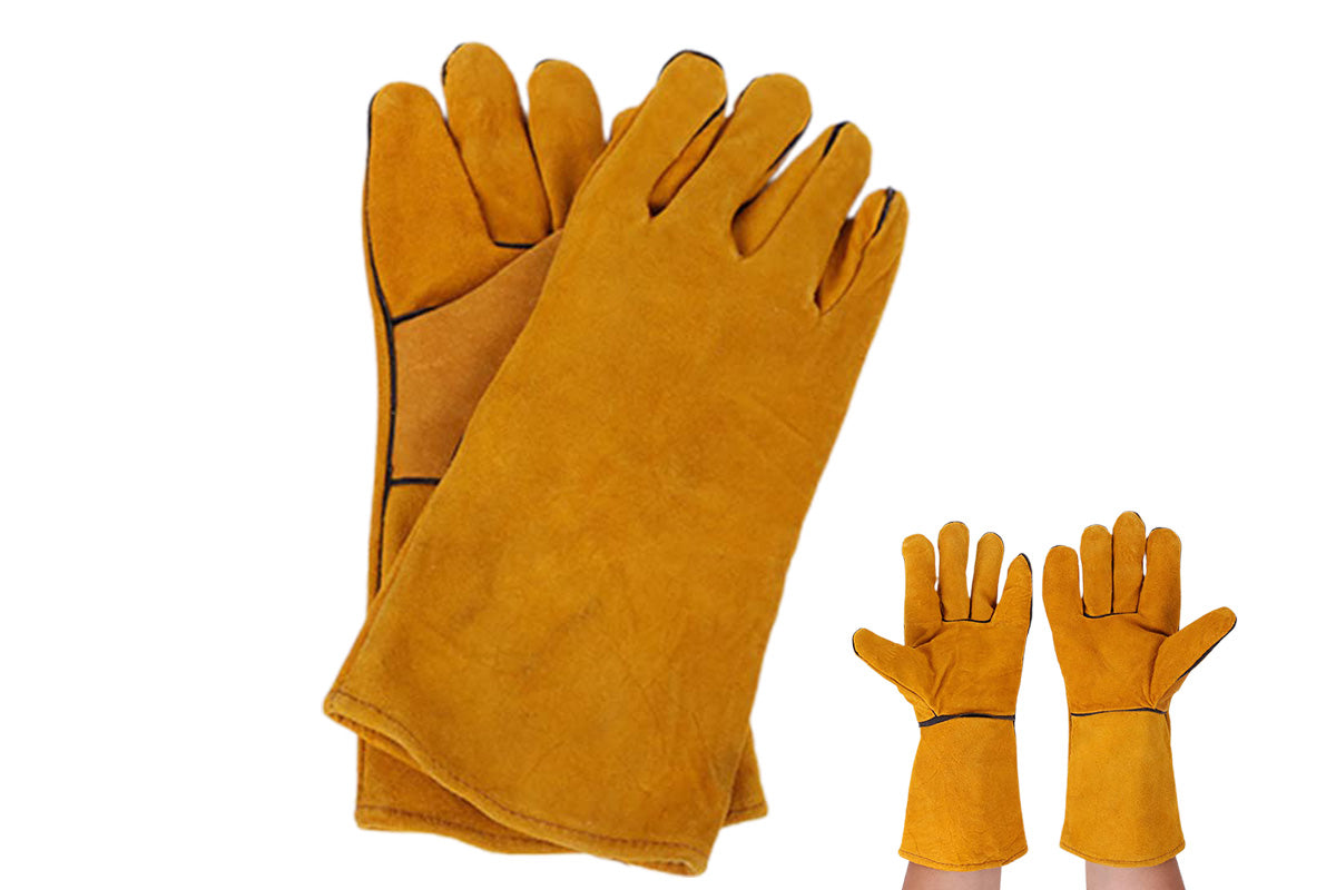Double Layer Leather Welding Gloves Heat Resistant Fireproof Safety Gloves