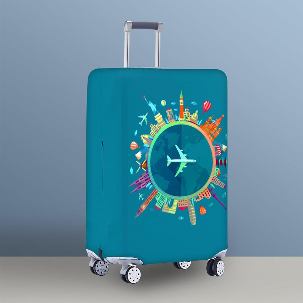 Thicker Luggage Cover Elastic Suitcase Cover Fits 18-21inch Travel Washable Cover-Green