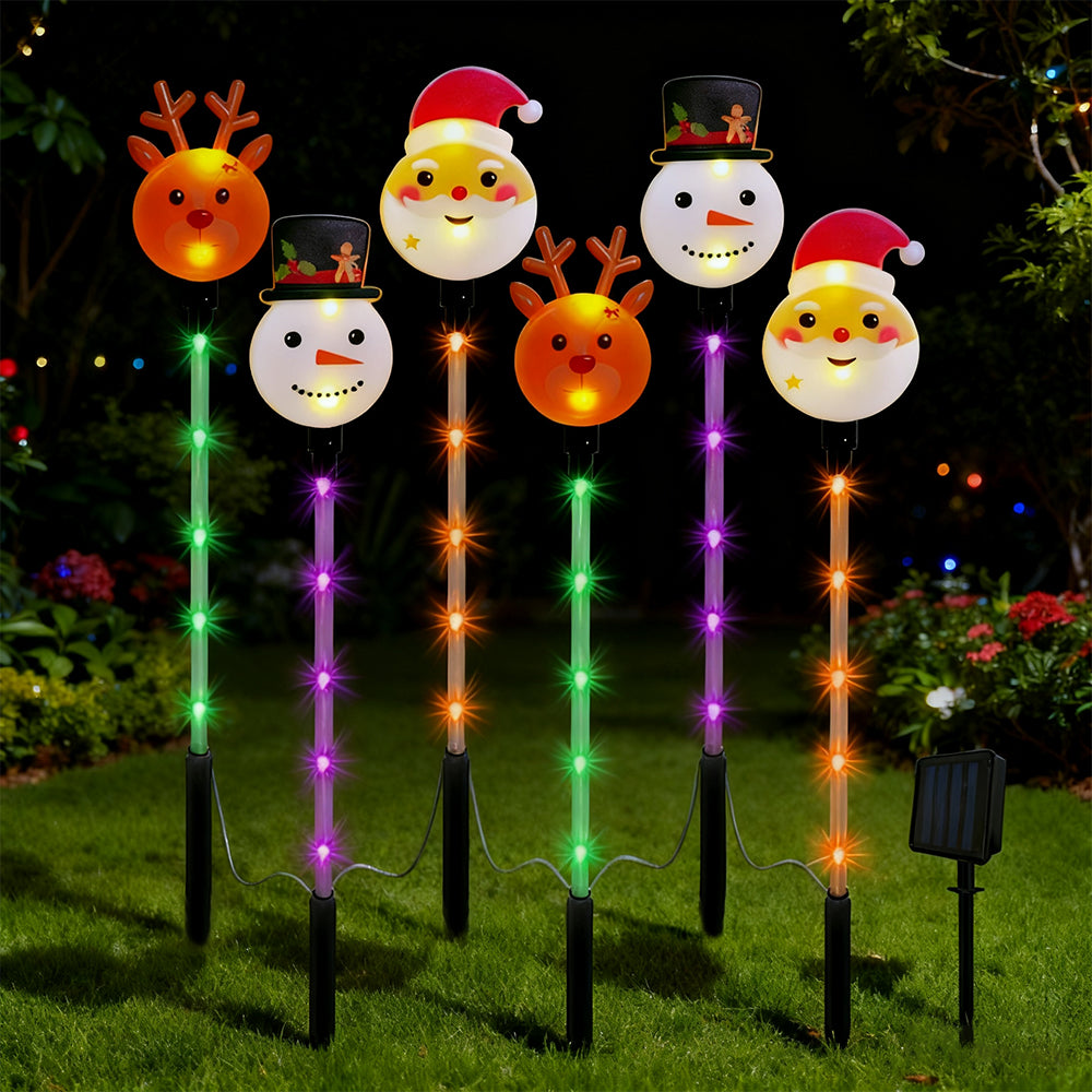 6 Pack Solar Christmas Stake Lights Lawn Decoration