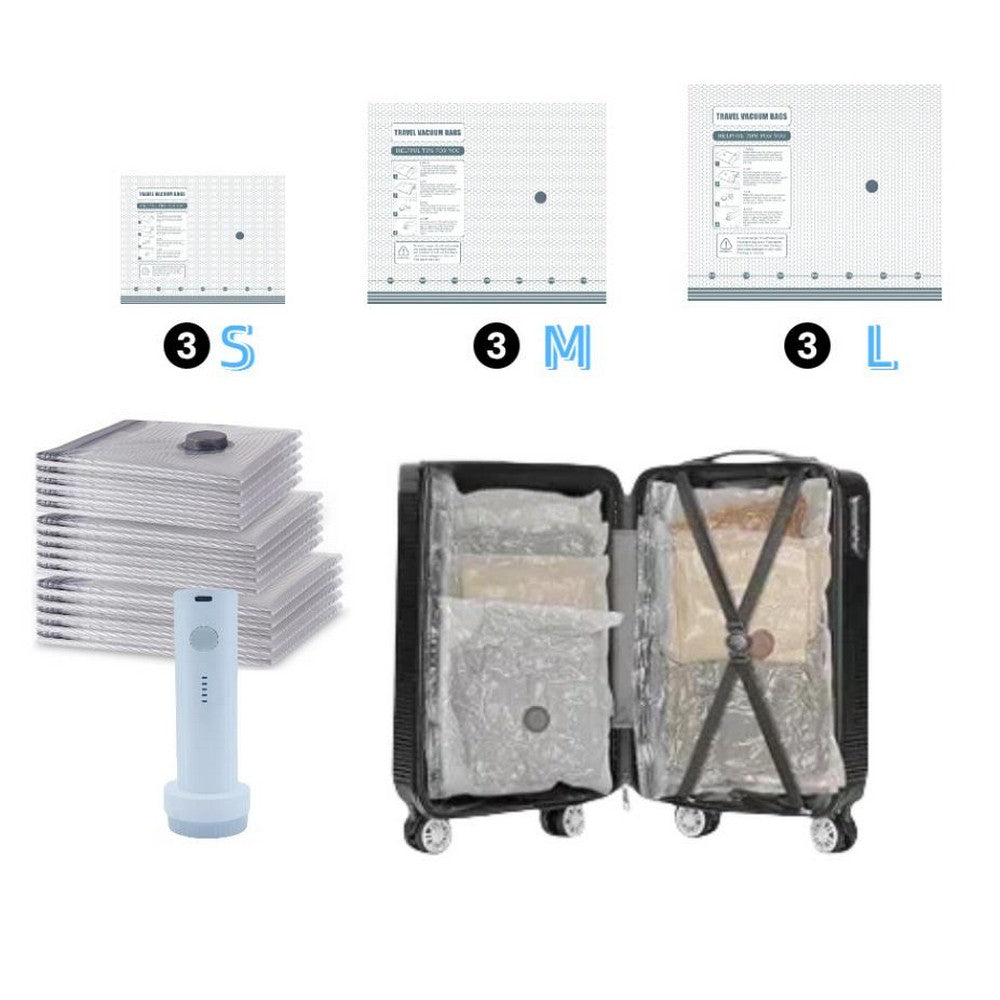 Vacuum Bags with Rechargeable Air Pump Compression Packing Bags for Luggage