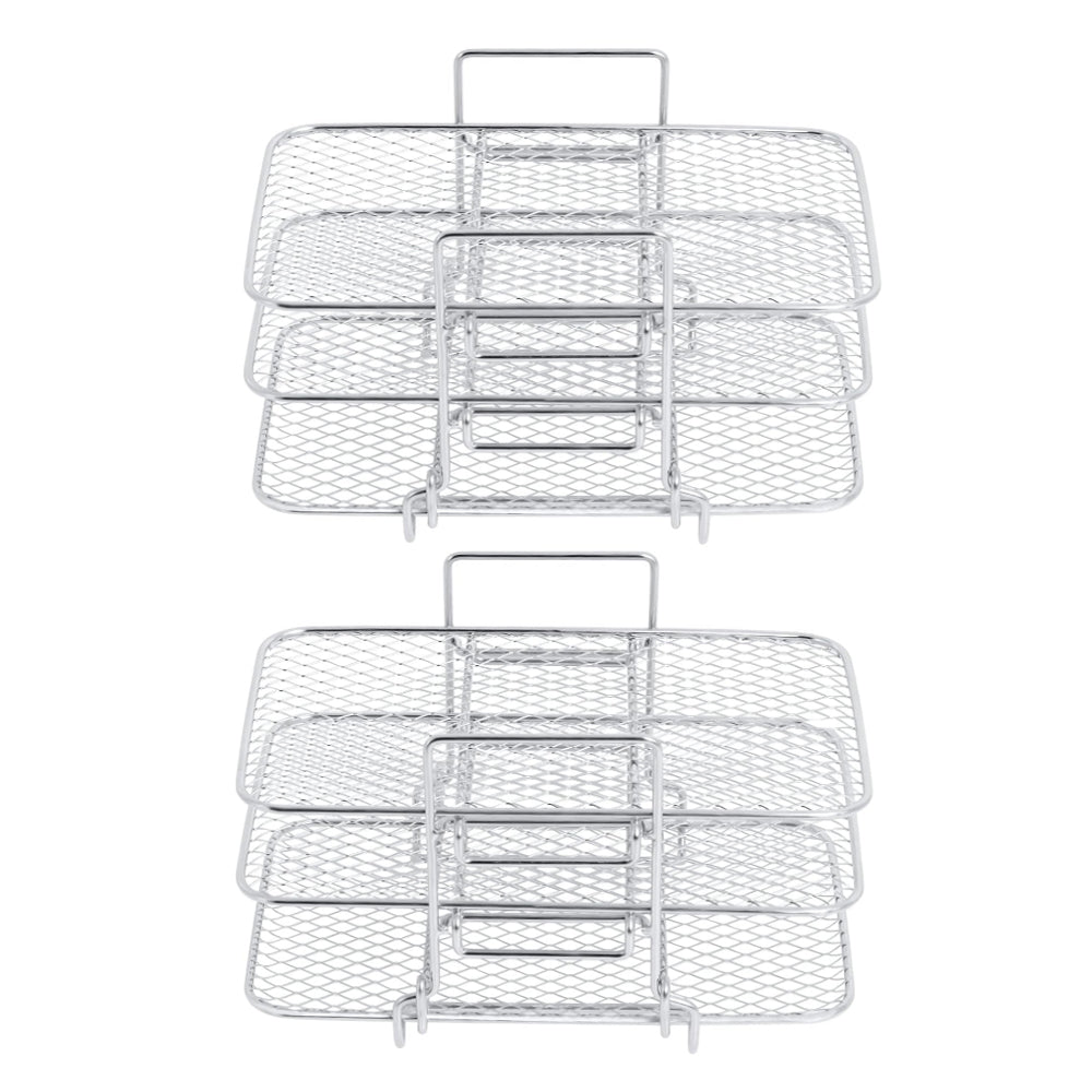 2Pcs Multi-layered Stainless Steel Air Fryer Rack Compatible with Ninja DZ201 DZ401